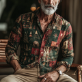 Spretix Premium Vintage Patchwork Print Shirt for Men | Full Sleeve Casual Designer Button-Down Shirt